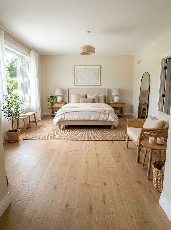 White Oak Flooring - 30 farmhouse beige bedroom ideas