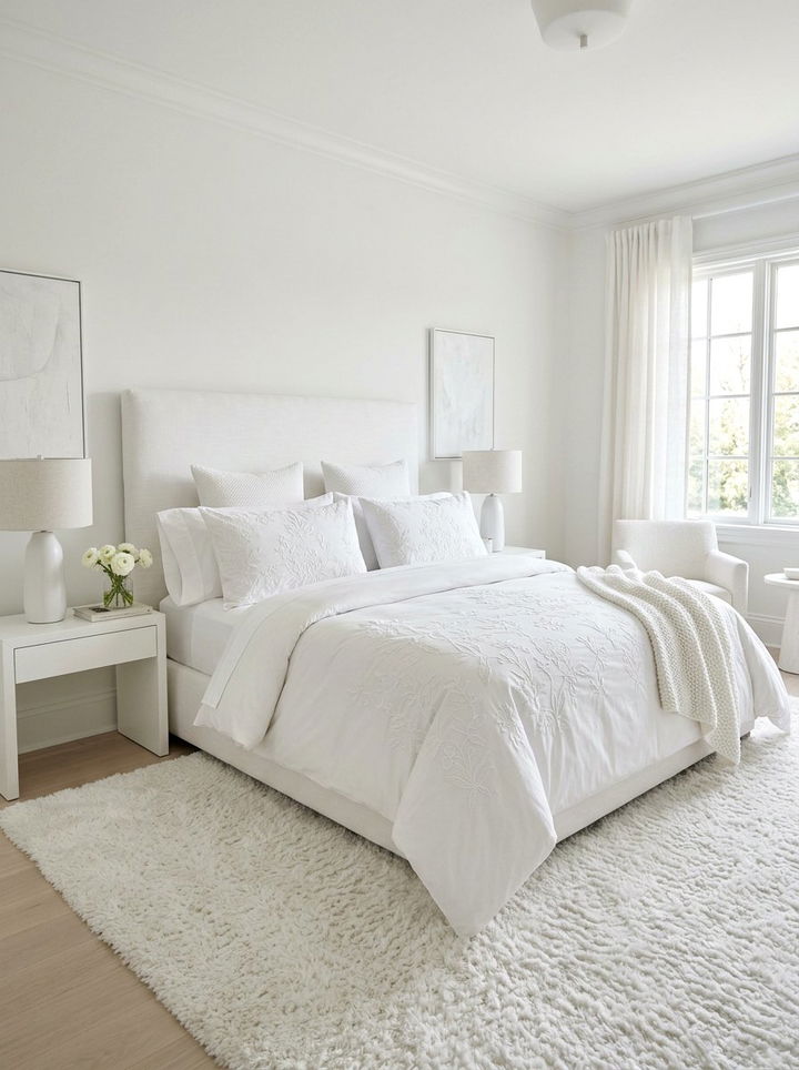 White On White Embroidery Bedding - 30 embroidered bedroom ideas