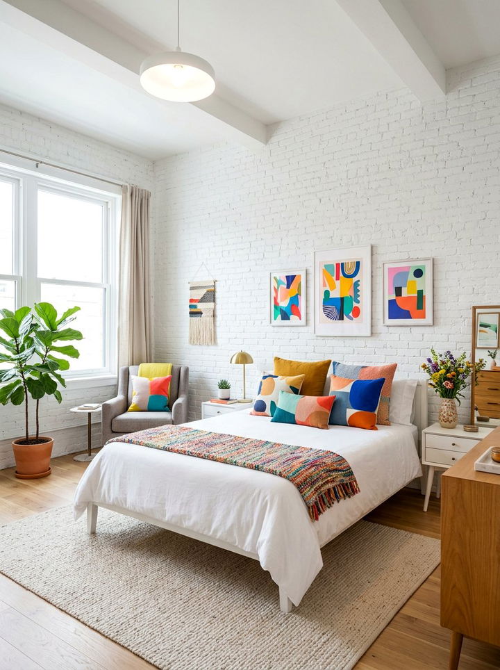 White Painted Brick Bedroom - 30 converted warehouse bedroom ideas