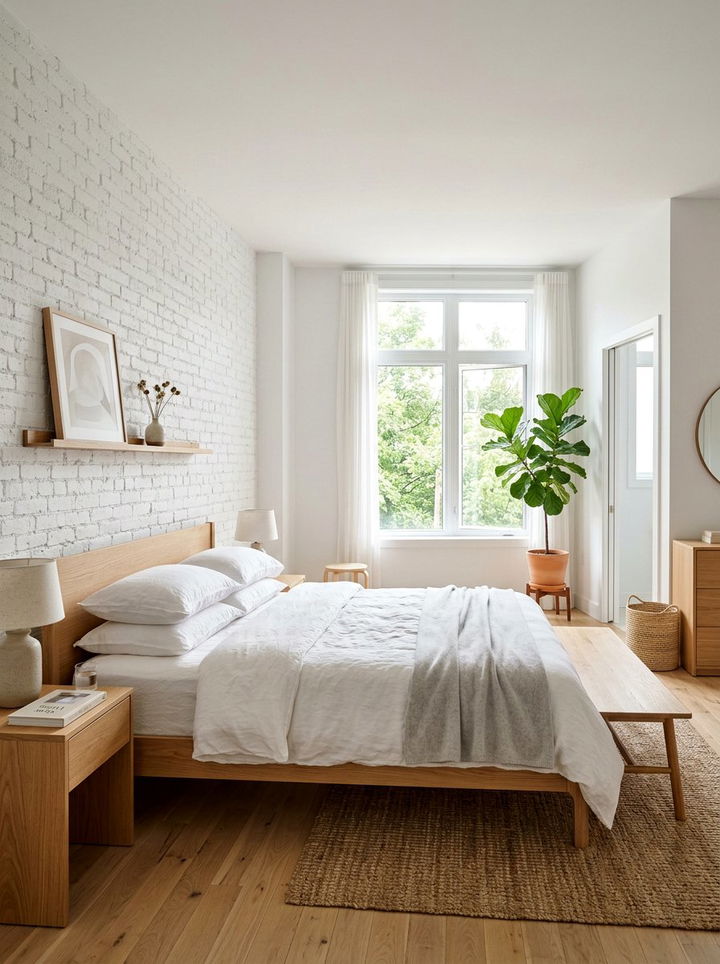 White Painted Brick Wall - 30 exposed brick bedroom ideas