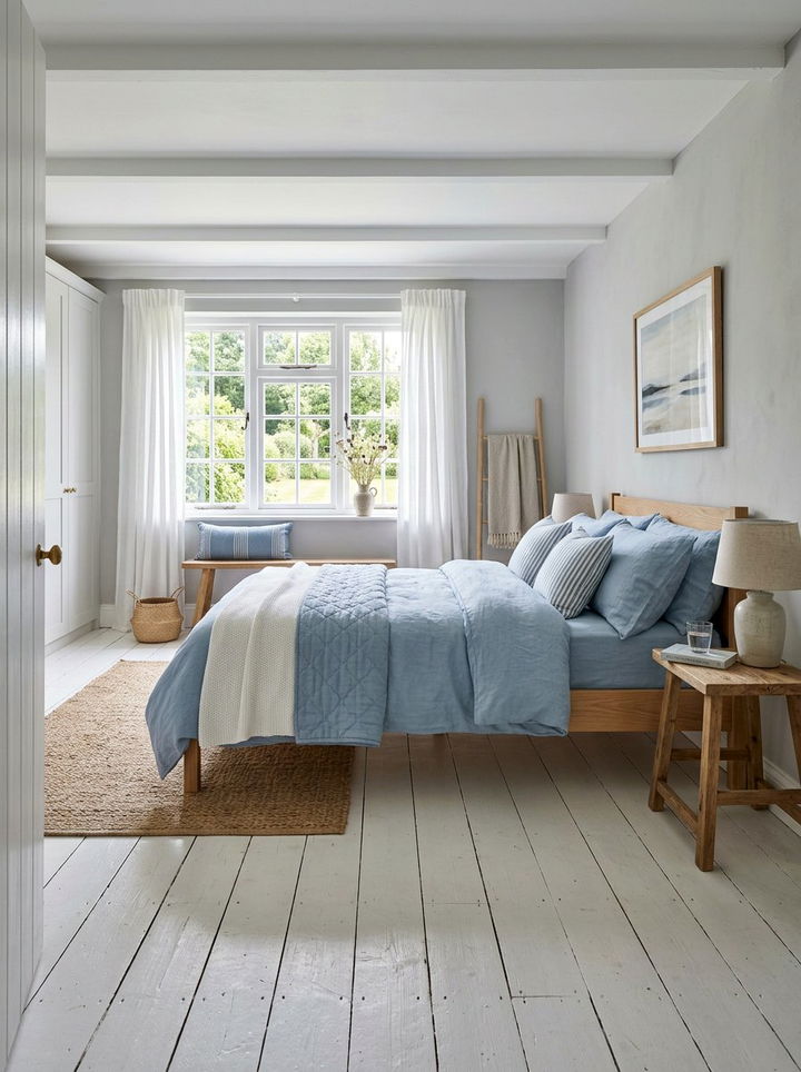 White Painted Floorboards - 30 country house bedroom ideas