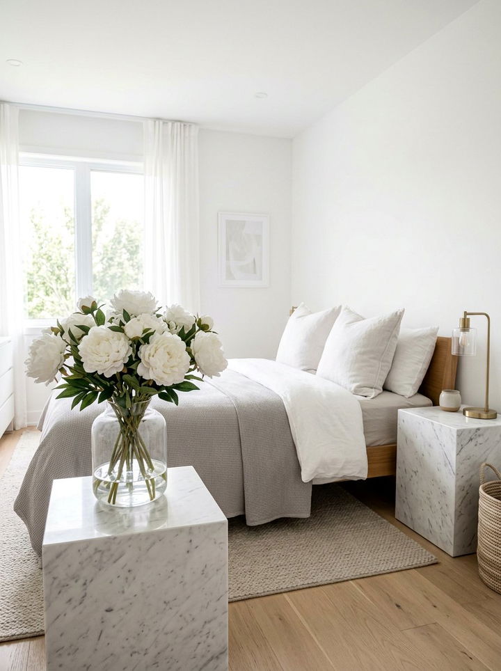 White Peony Arrangement - 30 bedroom faux flowers