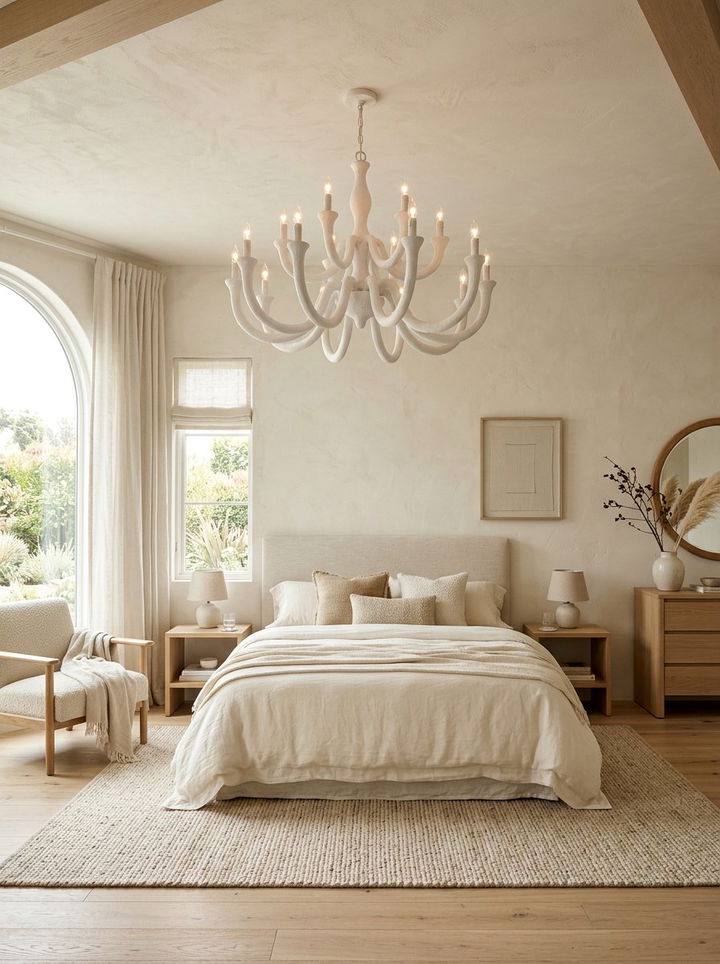 White Plaster Chandelier - 30 bedroom chandelier ideas