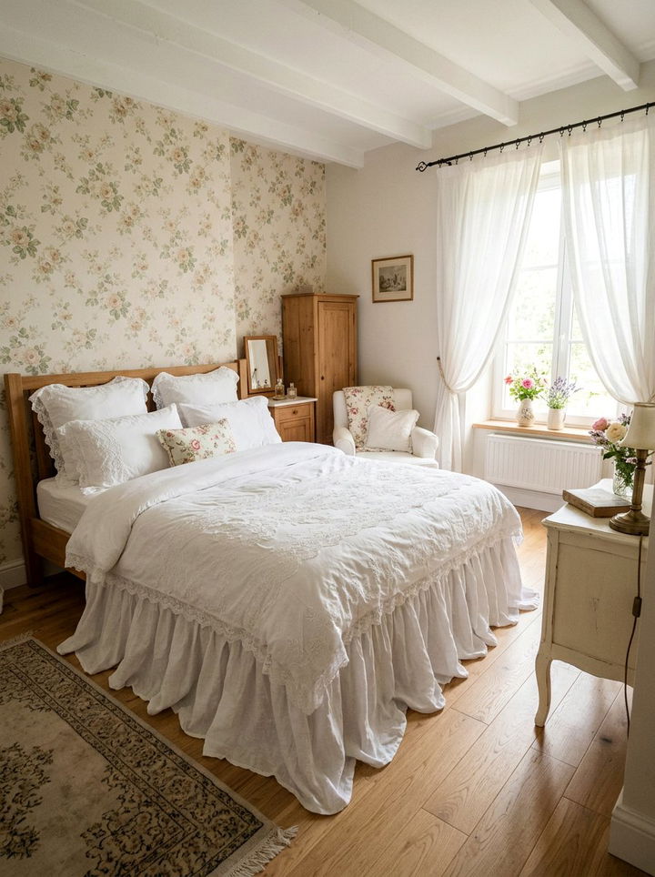 White Ruffled Bed Skirt - 30 bedroom dust ruffles