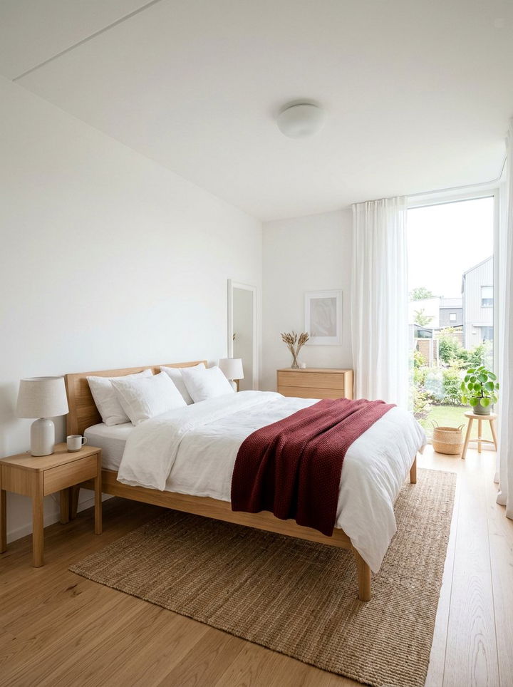 White Scandinavian Burgundy Decor - 30 burgundy and white bedroom ideas