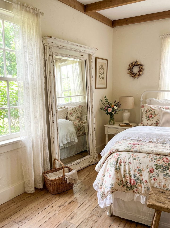 White Shabby Chic Mirror - 30 bedroom floor mirrors