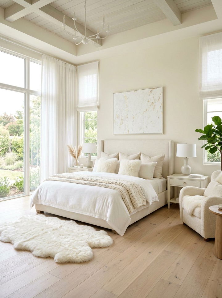 White Sheepskin Decor - 30 sheepskin bedroom ideas