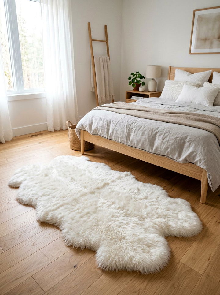 White Sheepskin Rug - 30 white bedroom accessories ideas