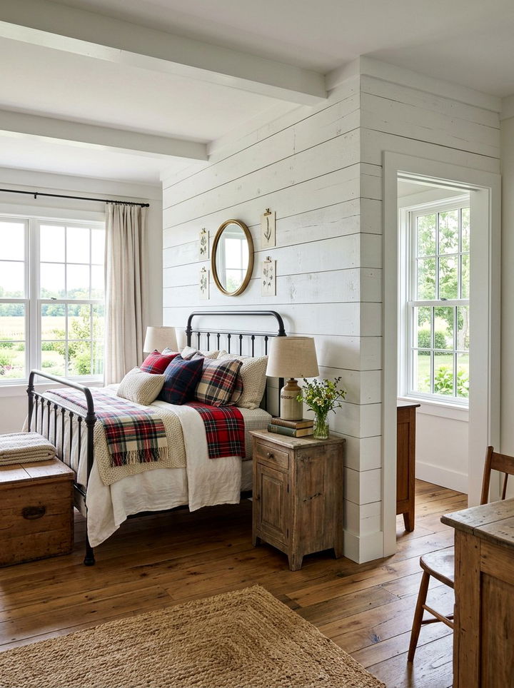 White Shiplap Bedroom Divider - 30 bedroom screen ideas