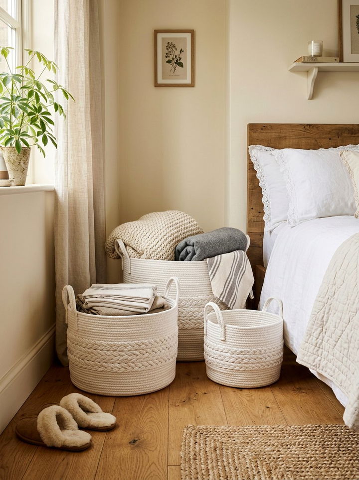 White Storage Baskets - 30 white bedroom accessories ideas