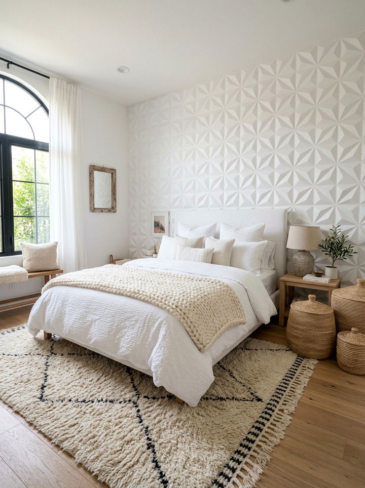 White Textured Bedroom - 30 modern white bedroom ideas