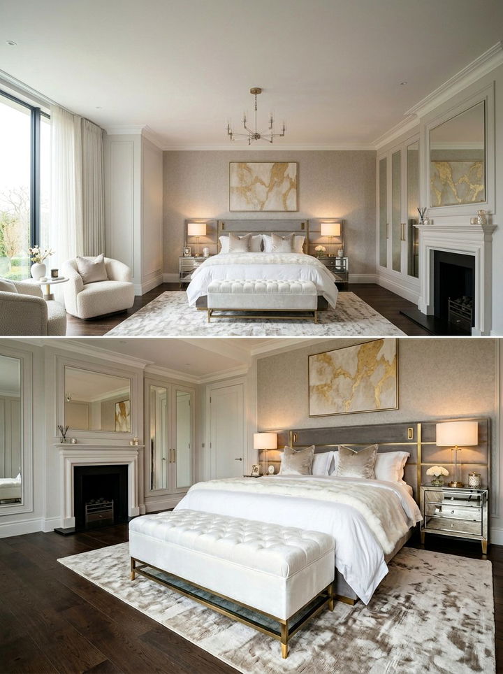 White Velvet Ottoman - 30 white bedroom accessories ideas