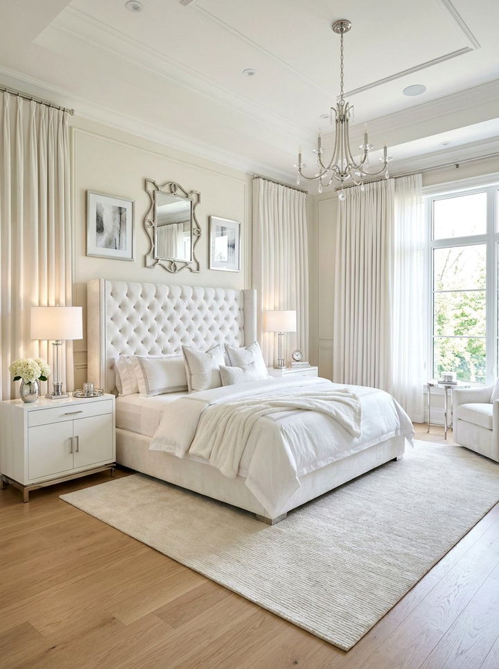 White Velvet Textures - 30 warm white bedroom ideas