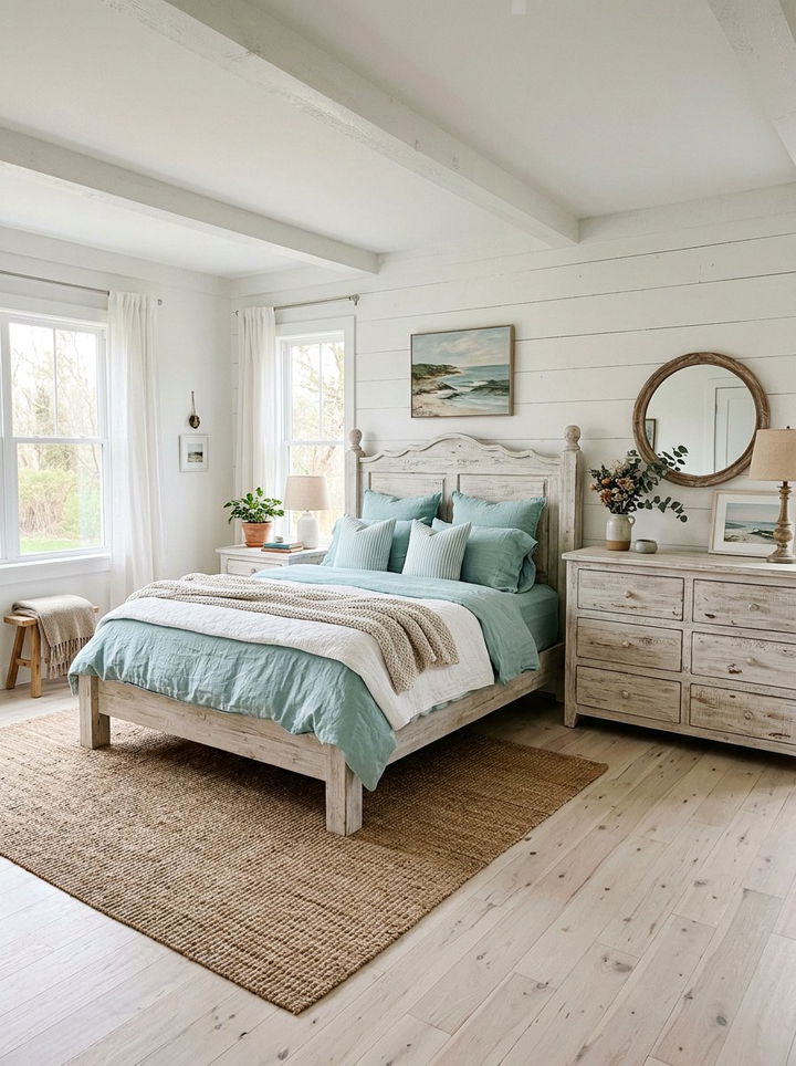 White Wash Wood Bedroom - 30 coastal bedroom ideas