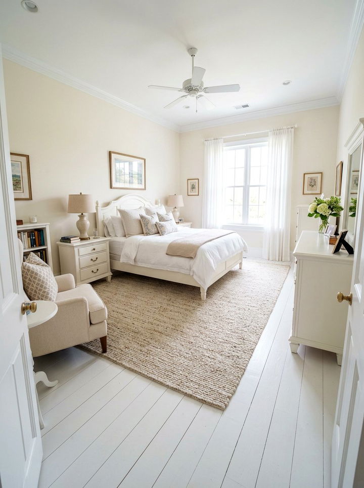 White Wooden Flooring - 30 traditional white bedroom ideas