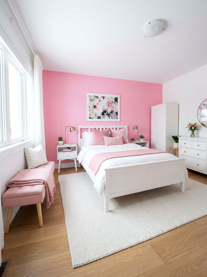 White and pink bedroom - 30 bubblegum pink bedroom ideas