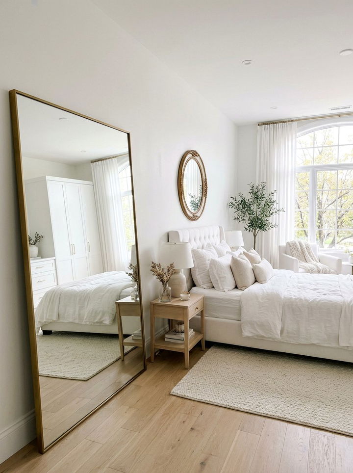 White bedroom with mirrors - 30 milky white bedroom ideas