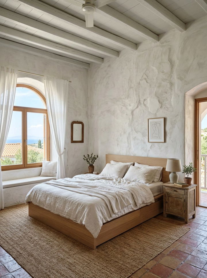 White bedroom with textured walls - 30 milky white bedroom ideas