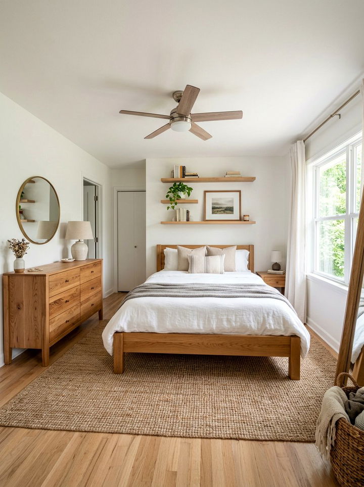 White bedroom with wood accents - 30 milky white bedroom ideas