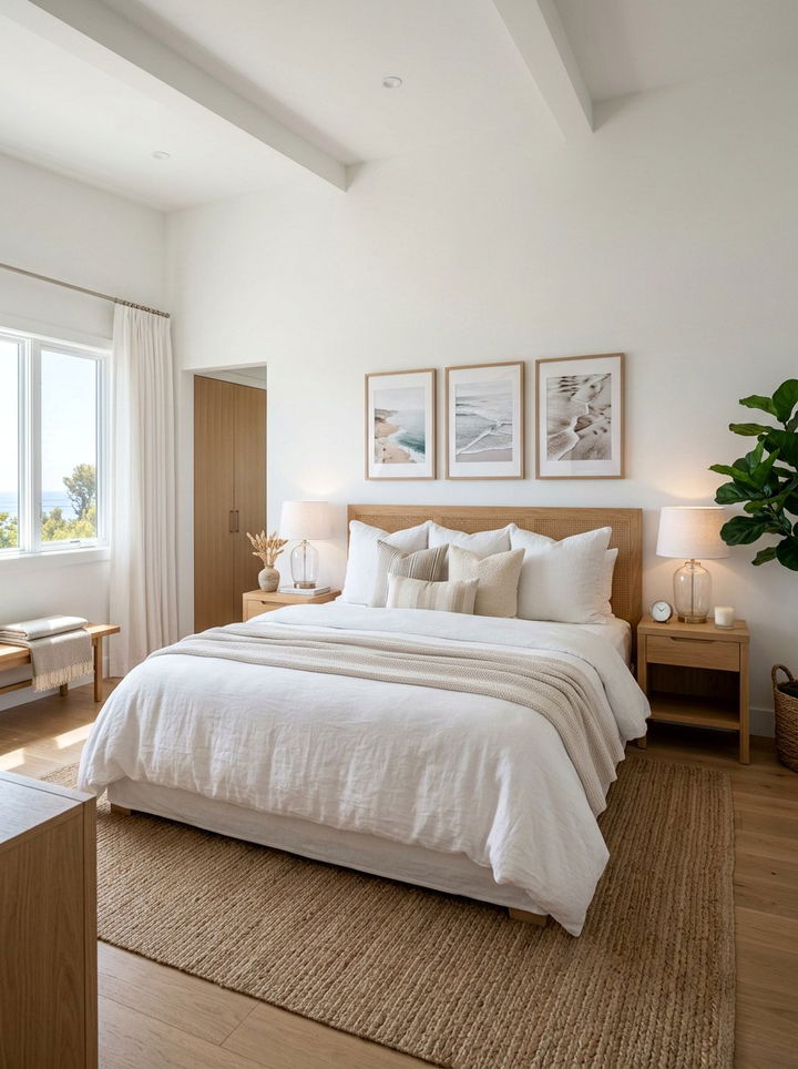 White linen bedding - 30 coastal white bedroom ideas
