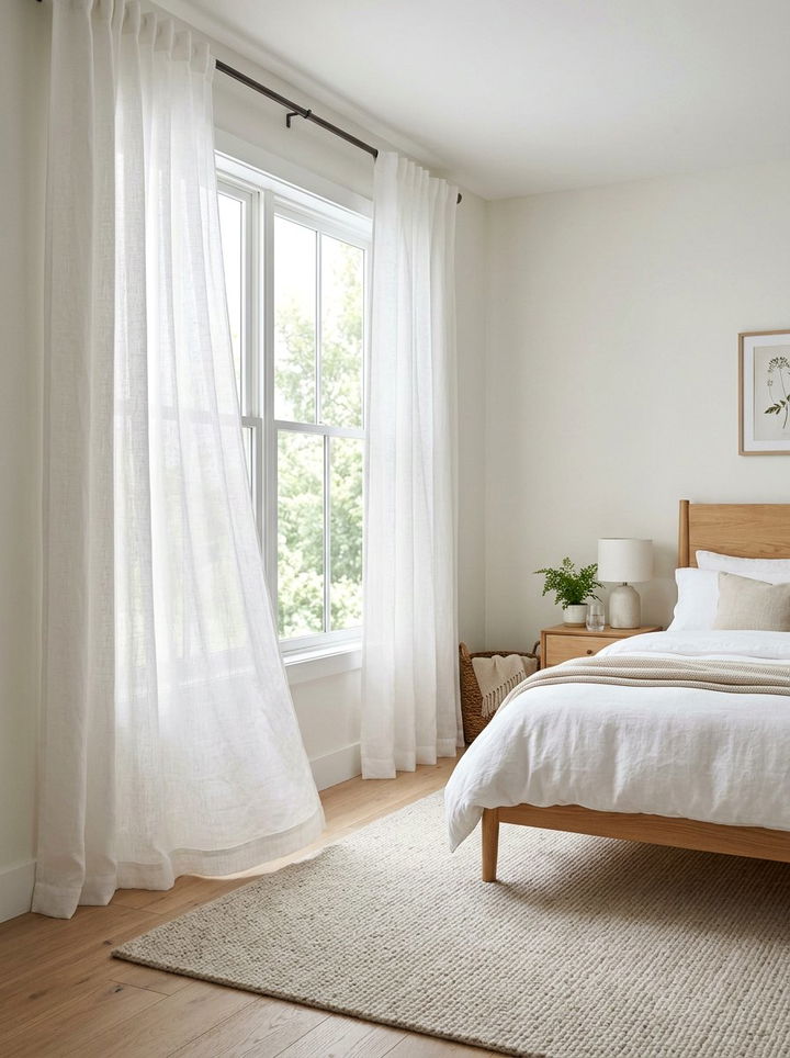 White linen curtain - 30 Finnish bedroom ideas
