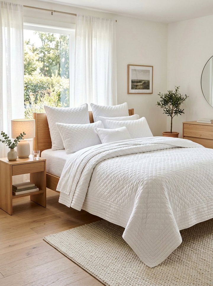 White quilted bedding - 30 quilted bedroom ideas