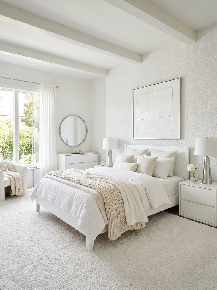 White textured wallpaper - 30 bedroom neutral wallpapers