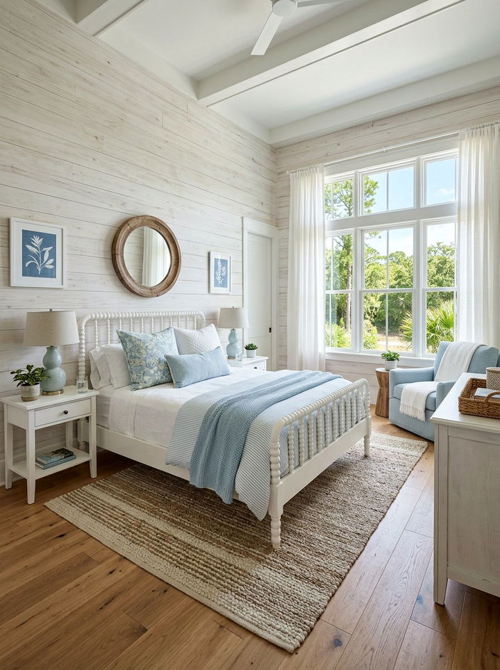 Whitewashed Wood Paneling - 30 rustic bedroom ideas