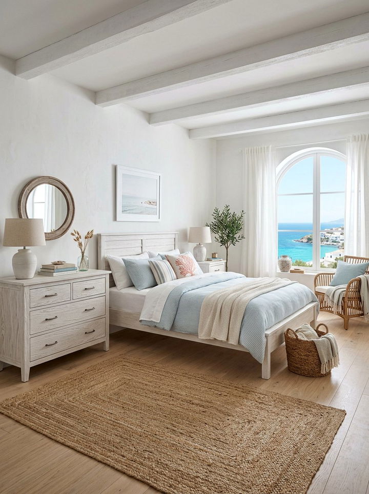 Whitewashed wood furniture bedroom - 30 Greek bedroom ideas