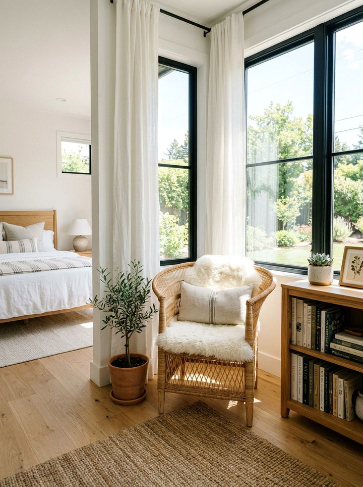 Wicker Accent Chair - 30 thrifted bedroom ideas