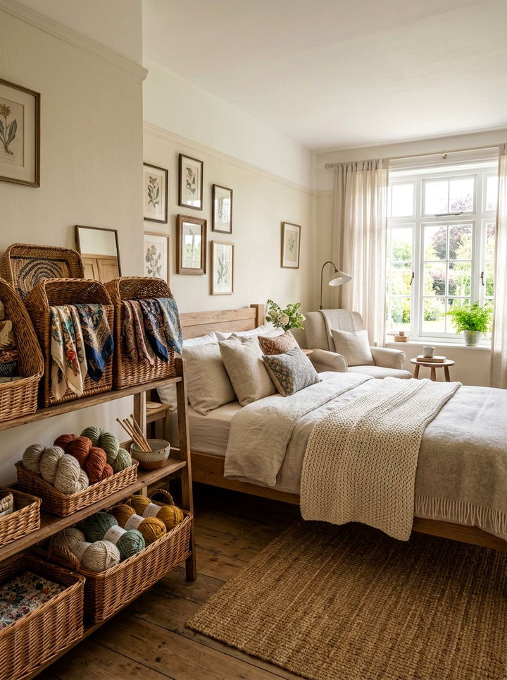 Wicker Basket Display - 30 bedroom collection display ideas