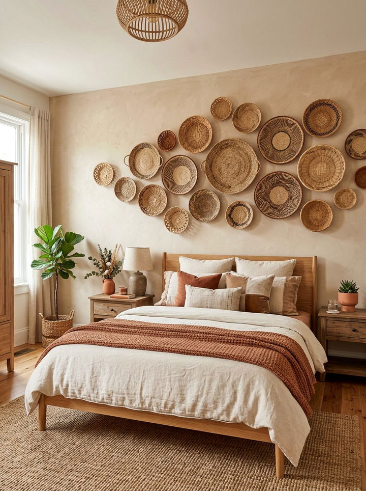 Wicker Basket Wall Bedroom - 30 repurposed bedroom ideas