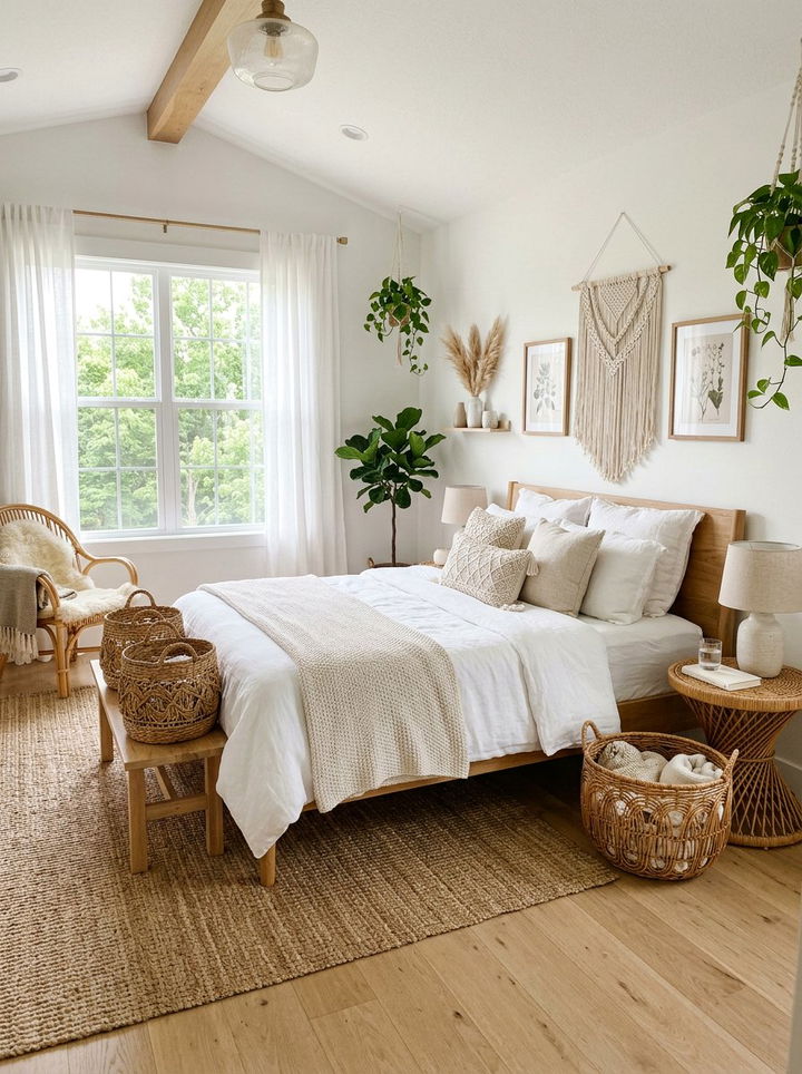 Wicker Bedroom Accents - 30 bohemian white bedroom ideas