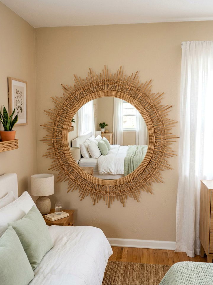Wicker Mirror Frame - 30 wicker bedroom ideas
