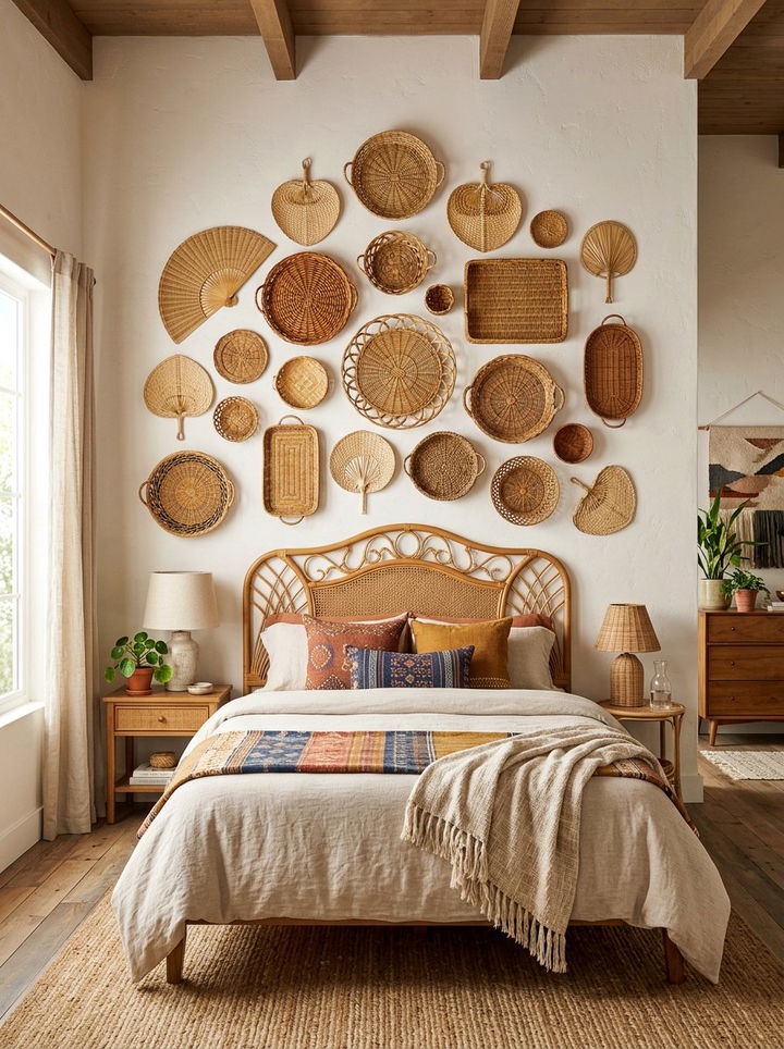 Wicker Wall Art - 30 woven bedroom ideas
