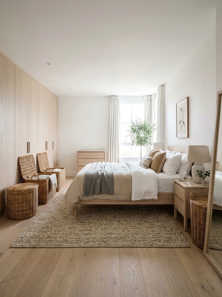 Wicker and Light Ash Bedroom - 30 mixed material bedroom ideas