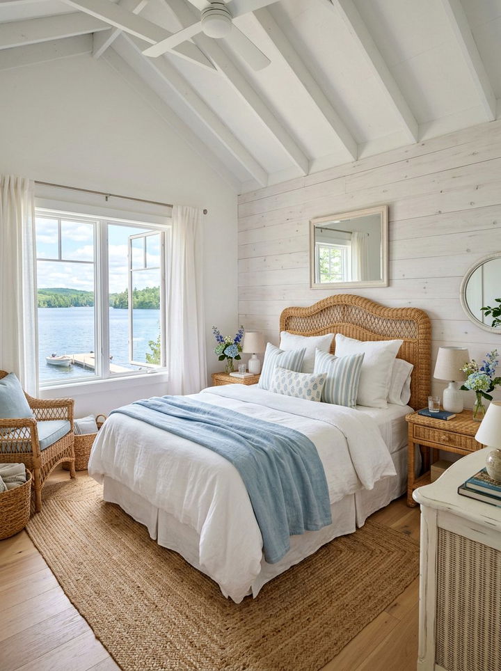 Wicker furniture bedroom - 30 lake house bedroom ideas