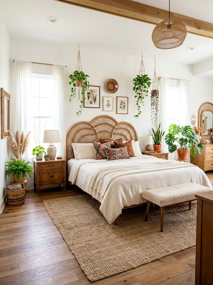 Wicker headboard style - 30 cheap bedroom ideas