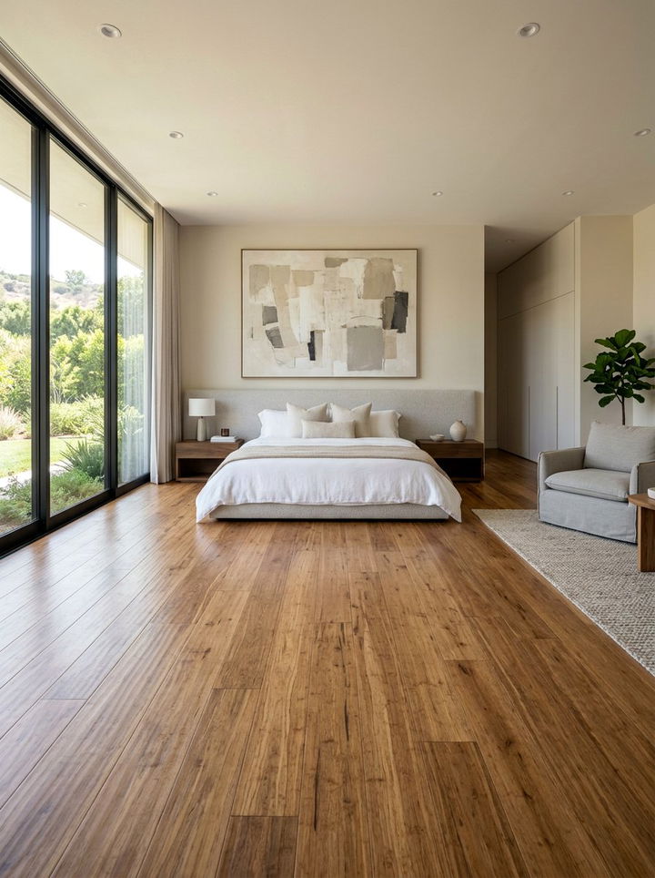 Wide Plank Bamboo Bedroom - 30 bedroom bamboo flooring ideas