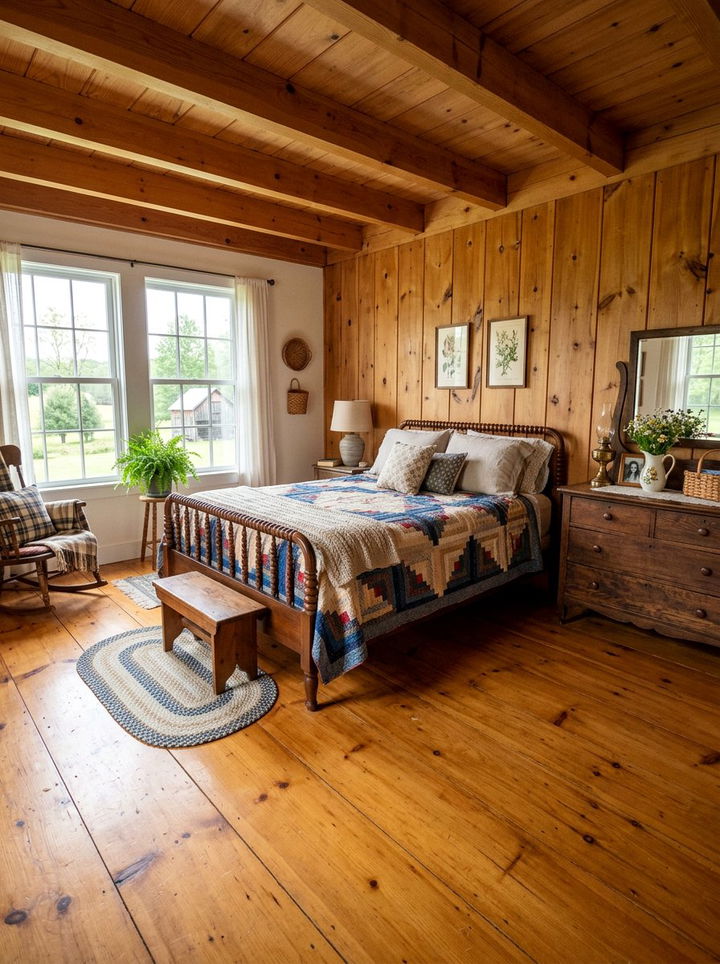 Wide Plank Pine Bedroom - 30 bedroom floor ideas