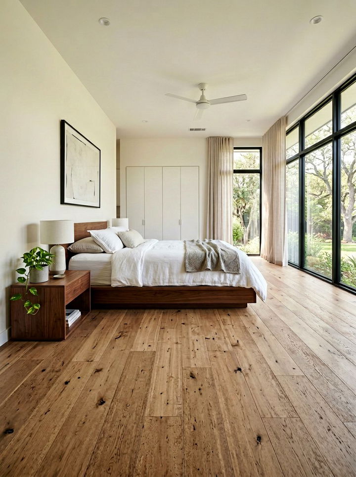 Wide plank cork floor - 30 bedroom cork flooring ideas