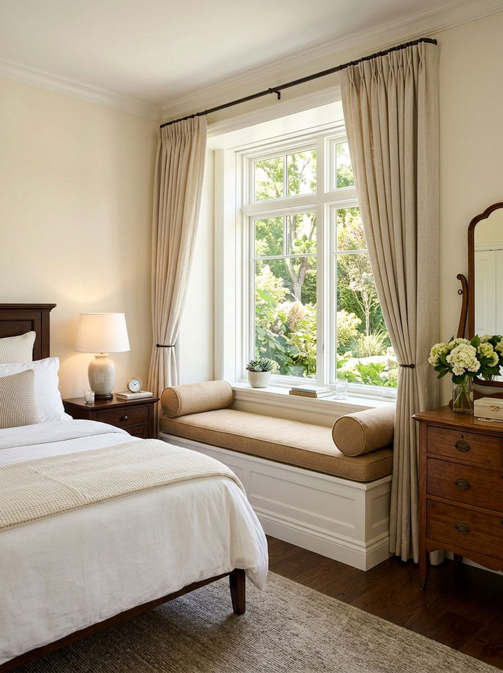 Window Bench With Bolster Pillows - 30 bedroom window benches