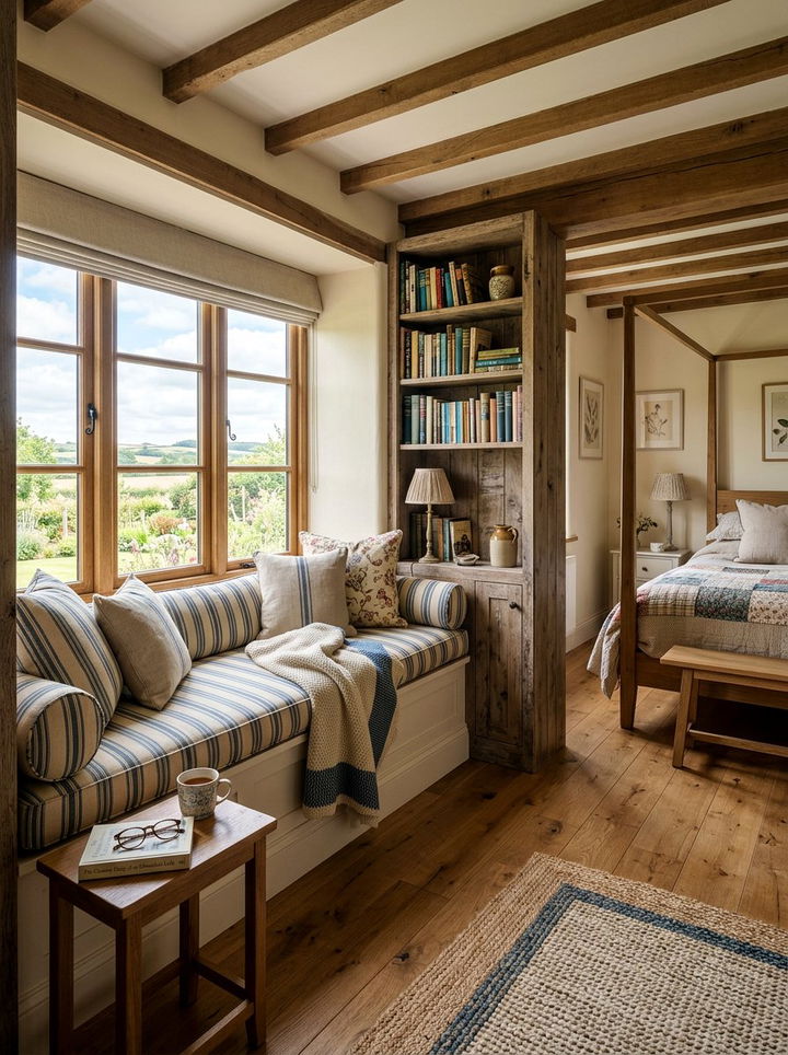 Window Seat Nook - 30 country house bedroom ideas