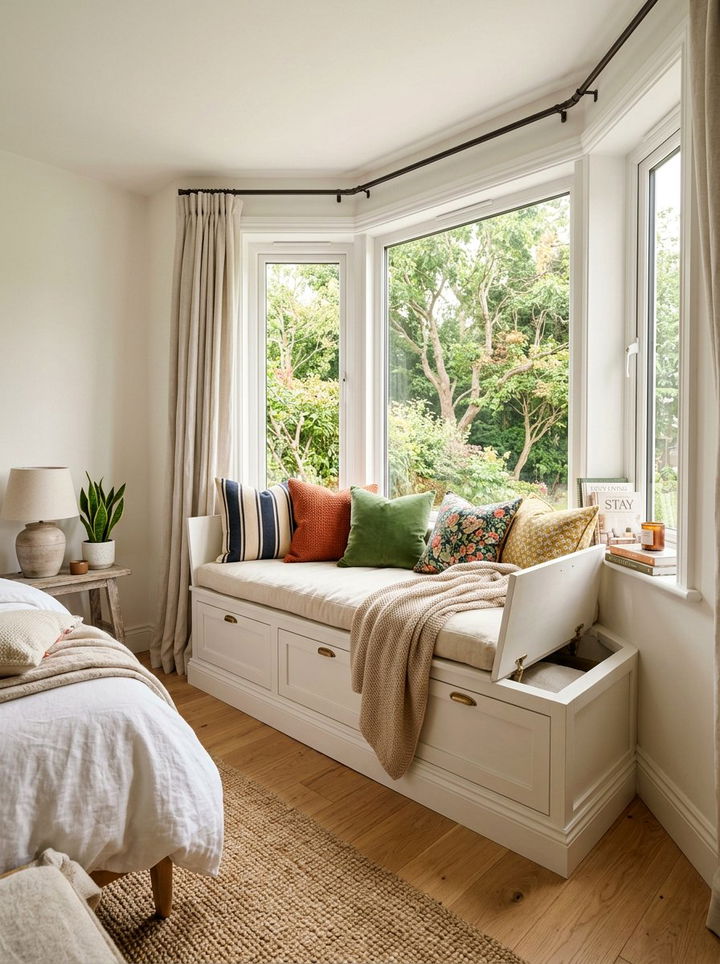 Window Seat Storage - 30 bedroom concealed storage ideas
