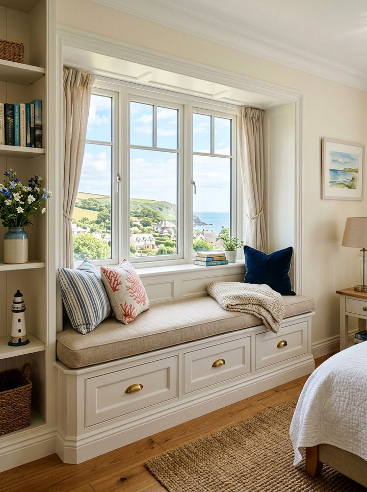 Window Seat Storage - 30 bedroom vertical storage ideas