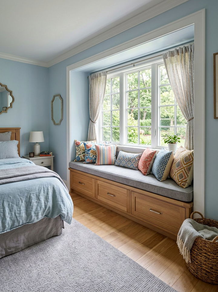 Window Seat Storage - 30 long bedroom ideas