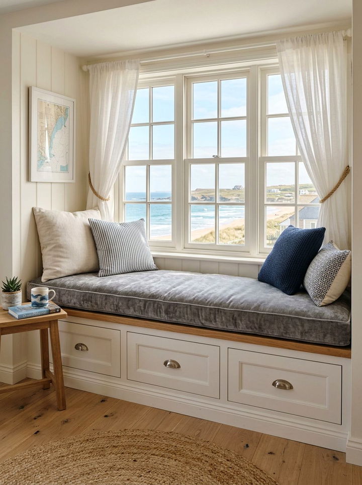 Window Seat Storage Bench - 30 bedroom small space solutions