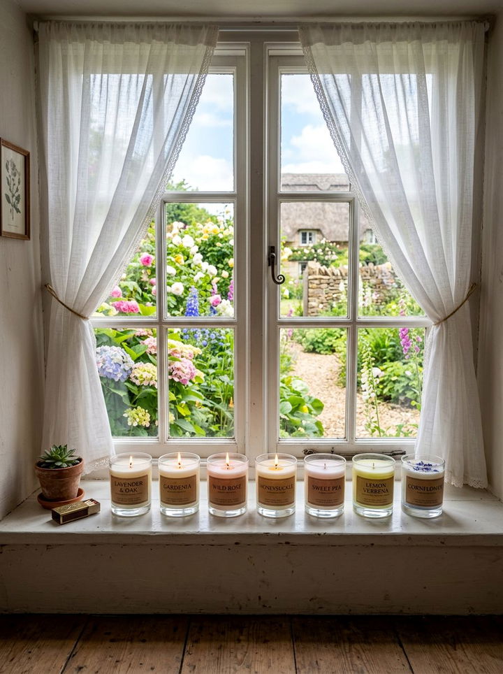 Window Sill Candle - 30 bedroom candle ideas
