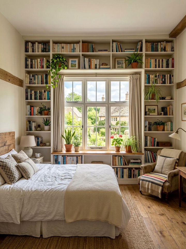 Window Surround Shelves - 30 bedroom shelving ideas