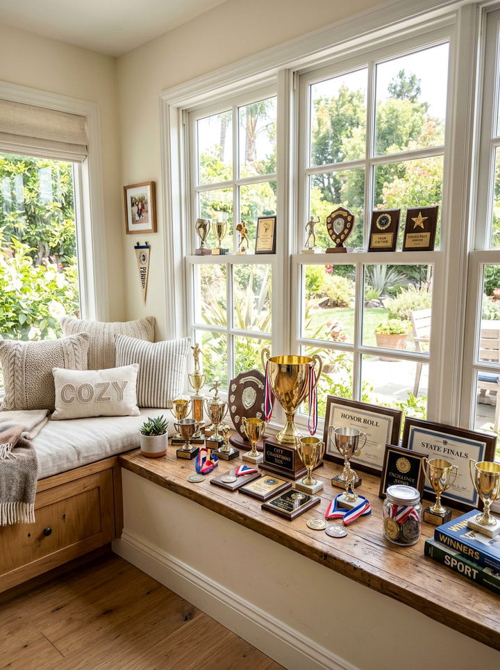 Window sill display - 30 bedroom trophy display ideas